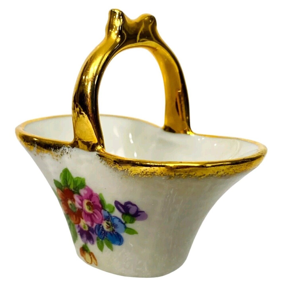 Vintage Limoges Porcelain Flower Garden Basket Doll House Porcelaine d' Art - Picture 9 of 14